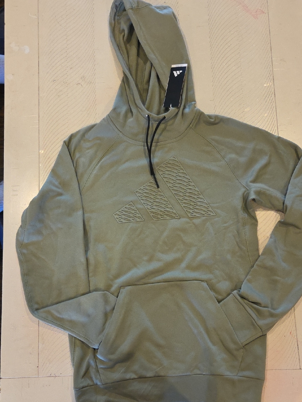 adidas Olive Green Pullover Hoodie with Tonal Logo